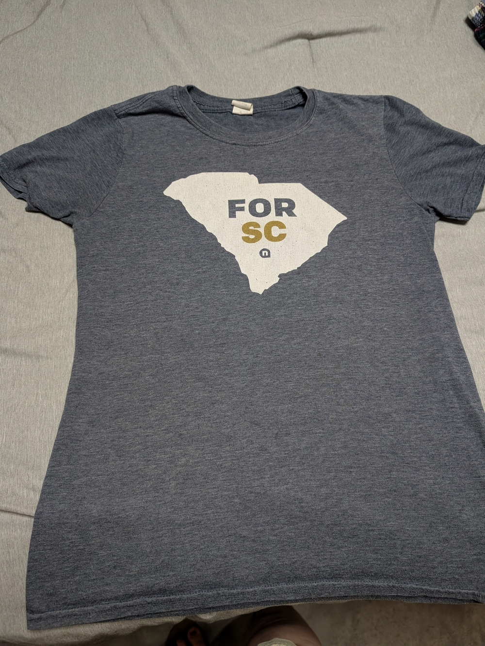 Gildan Heather Navy Short-Sleeve Tee with 'FOR SC' Graphic Size Small